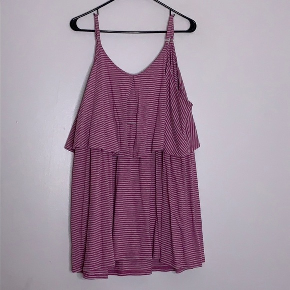 Cacique Tier Layer Ruffle Stripe Cotton casual basic Tank top women’s plus 28 - Picture 2 of 5